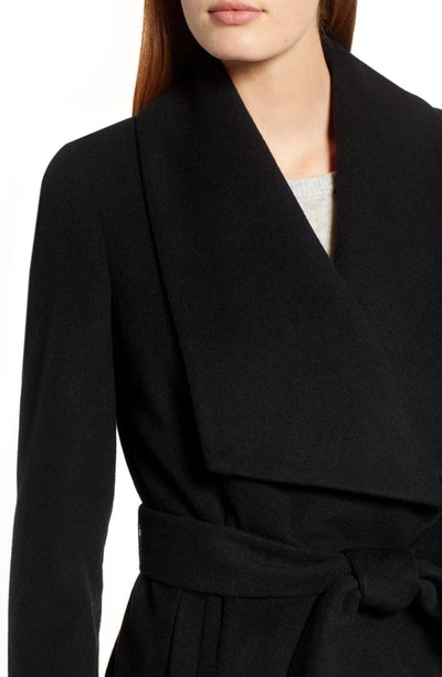 Shop Cole Haan Signature Slick Wool Blend Wrap Coat In Black