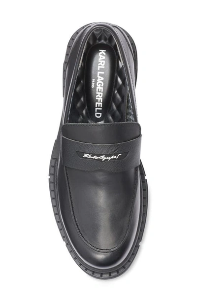 Karl Lagerfeld Recycled Leather Penny Loafer In Black