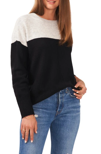 Shop Vince Camuto Extended Shoulder Colorblock Sweater In Silver Hthr