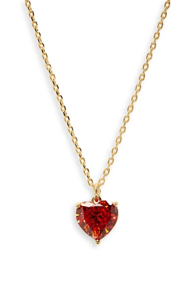 Shop Kate Spade My Love Birthstone Heart Pendant Necklace In Garnet/ Gold
