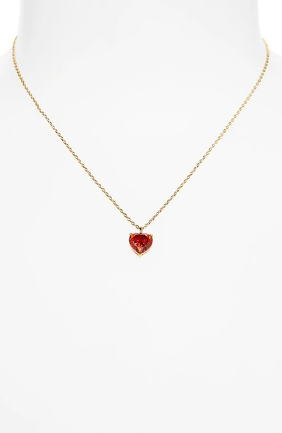 Shop Kate Spade My Love Birthstone Heart Pendant Necklace In Garnet/ Gold