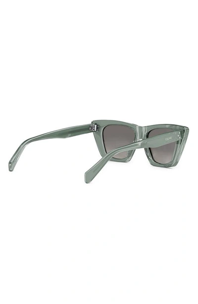 Shop Celine 51mm Cat Eye Sunglasses In Shiny Light Green / Smoke