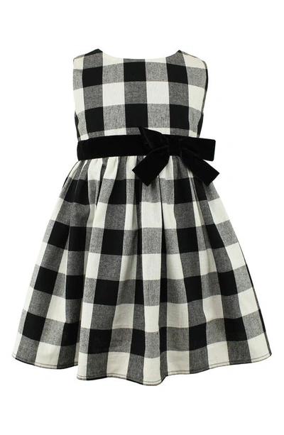 Shop Popatu Kids' Gingham Dress In Black/ White