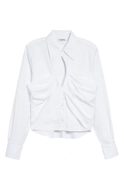 Shop K.ngsley Gender Inclusive The Girl Cutout Button-up Shirt In White
