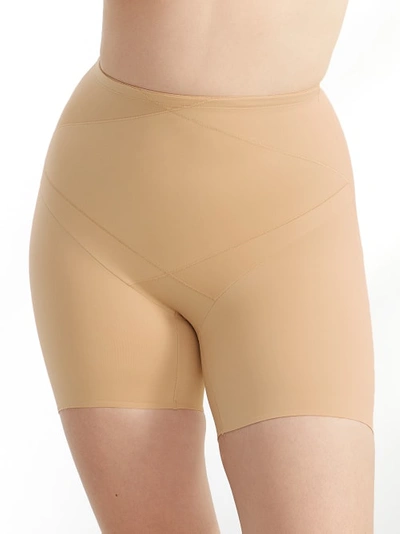Shop Miraclesuit Tummy Tuck Extra Firm Control Bike Shorts In Warm Beige