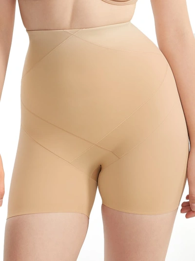 Shop Miraclesuit Tummy Tuck Extra Firm Control High-waist Bike Shorts In Warm Beige