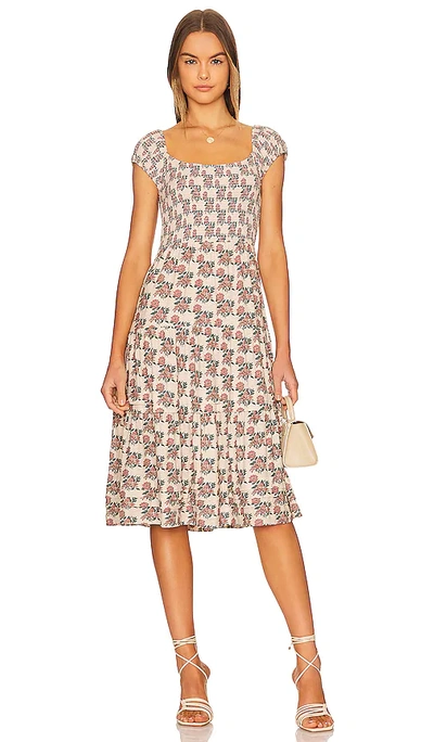 Shop Nation Ltd Faye Delicate Smocked Midi Dress In Heirloom