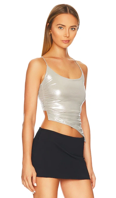 Superdown Lexie Metallic Halter Top In Silver