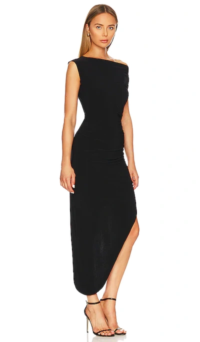 Norma Kamali Drop Shoulder Side Drape Gown In Black