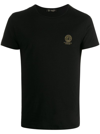 Shop Versace Black Medusa Logo T-shirt.