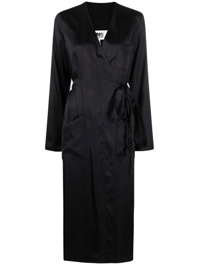 Shop Mm6 Maison Margiela Wrap Dress In Black