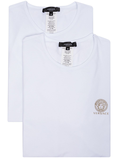 Shop Versace Medusa Crest Set Of Two T-shirts In White