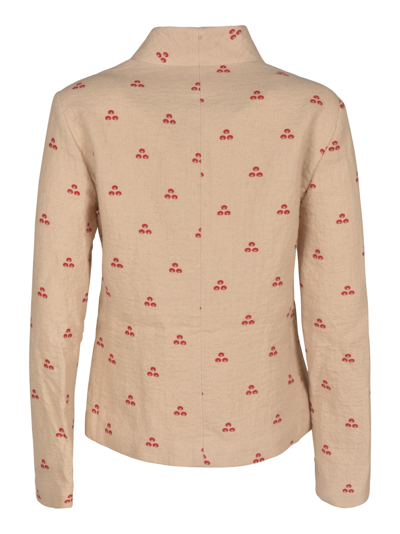 Shop A Punto B Tomato Print Buttoned Jacket In Milk/tomato