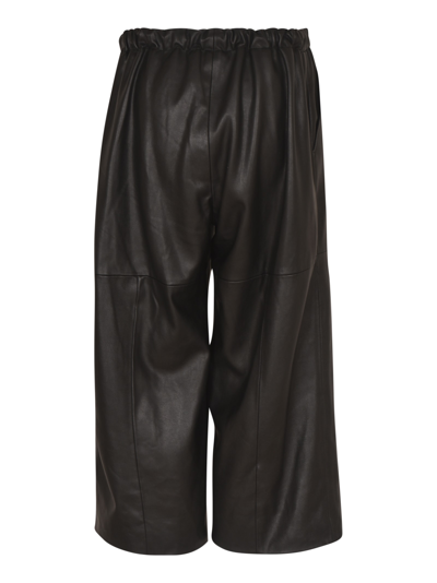 Shop Vis-a-vis Elastic Waist Cropped Shiny Trousers In Black