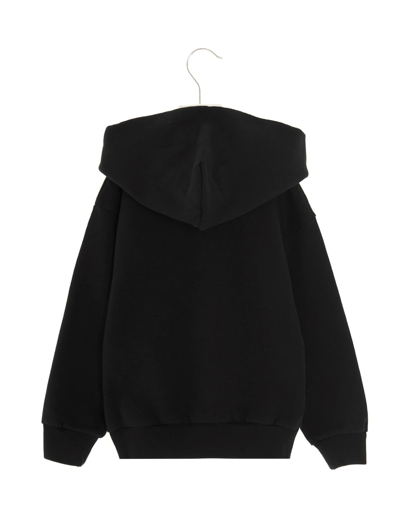 Shop Balenciaga Kids Black Hoodie With Front Print In Washed Black