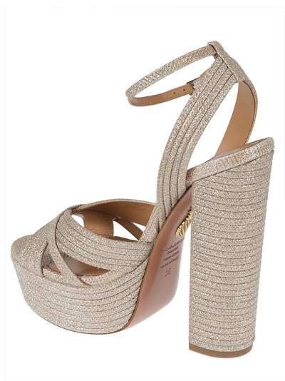 Shop Aquazzura Sundance Plateau Sandals In Rose Gold