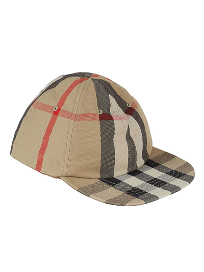 Shop Burberry Reversible Check Hat In Pale Blue