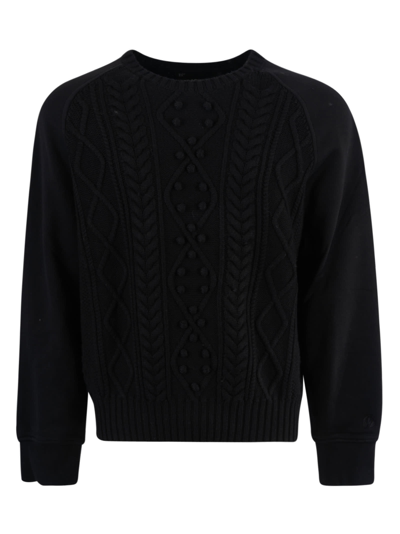 Shop Neil Barrett Cable-knit Hybrid Raglan Sweater In Black