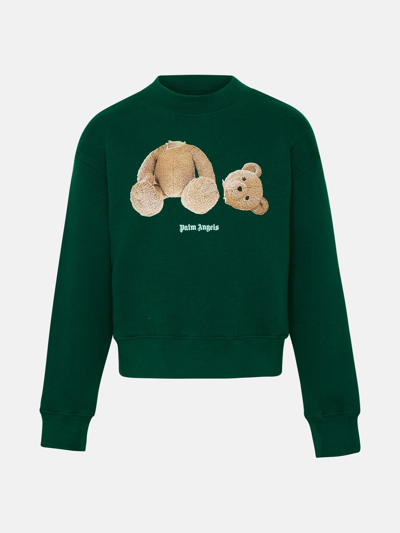 Shop Palm Angels Green  Cotton Bear Sweatshirt
