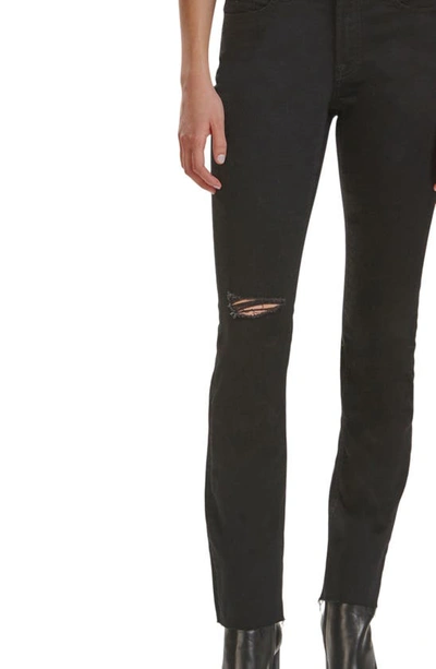 Shop Jen7 By 7 For All Mankind Ripped Slim Straight Leg Jeans In Black