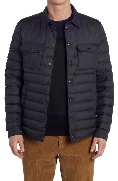 Shop Moncler Sanary Quilted Down Shirt Jacket In Navy