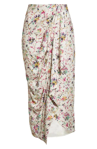 Shop Isabel Marant Étoile Berthe Floral Draped Faux Wrap Skirt In Ecru