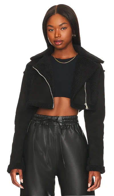 Shop More To Come Bela Sherpa Jacket In Black