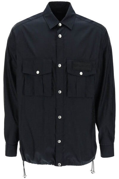 Shop Balmain Monogram Nylon Shirt In Black