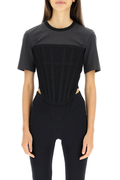 Shop Dion Lee Cotton Jersey Corset T-shirt In Multicolor