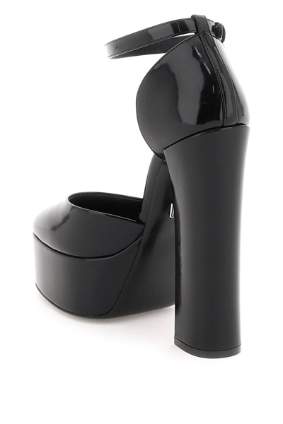 Shop Dolce & Gabbana Polished Leather Platform Pumps In Black