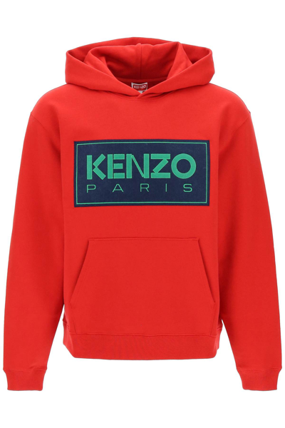Shop Kenzo Logo Patch Hoodie In Red