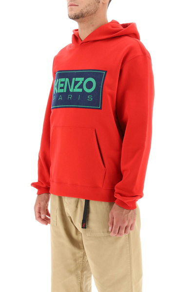 Shop Kenzo Logo Patch Hoodie In Red