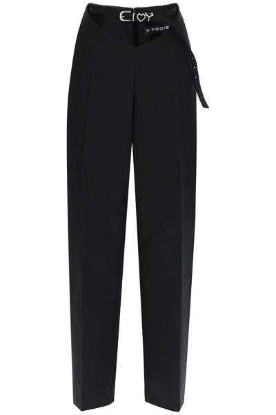 Shop Y/project Y Project Cut Out Virgin Wool Sartorial Trousers In Black