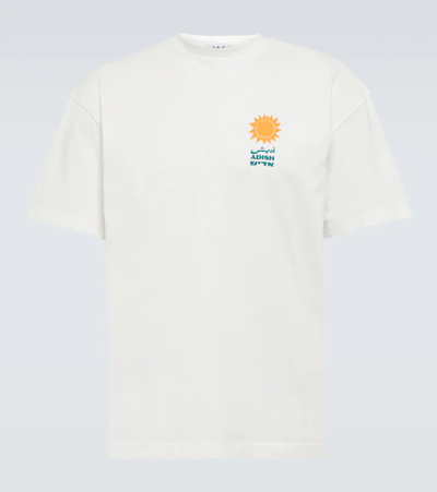 Shop Adish Printed Cotton Jersey T-shirt In White