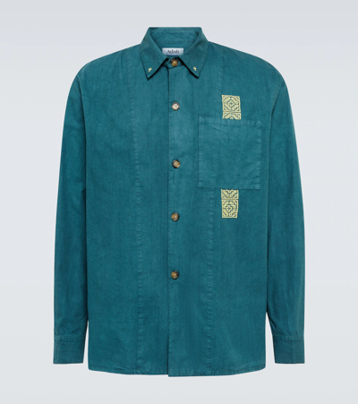 Shop Adish Cotton Shirt In Blue