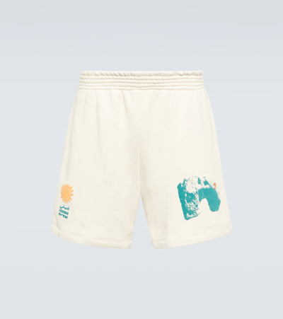 Shop Adish Printed Cotton Shorts In Off-white