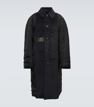 Shop Balenciaga Wool-paneled Technical Jacket In Black
