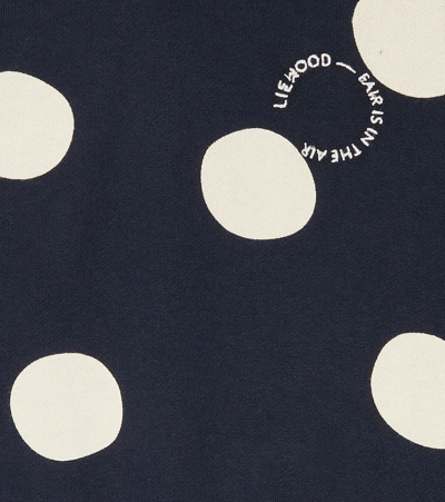 Shop Liewood Hildur Polka-dot Cotton Hoodie In Mega Dot/midnight Navy Mix