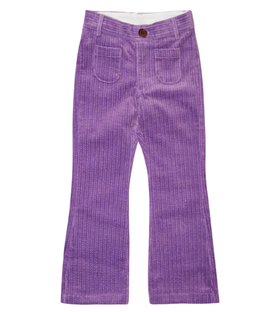 Shop Mini Rodini Corduroy Flared Pants In Purple