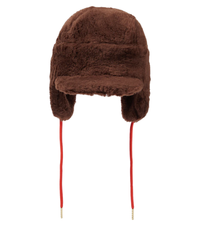 Shop Mini Rodini Faux Fur Hat In Brown