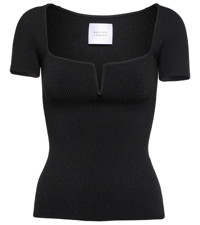 Shop Galvan Freya Knit Top In Black