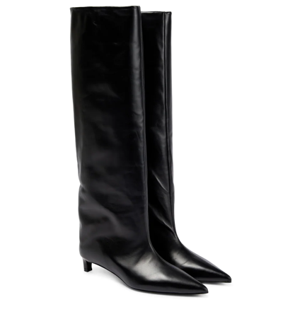Shop Jil Sander Leather Knee-high Boots In Black