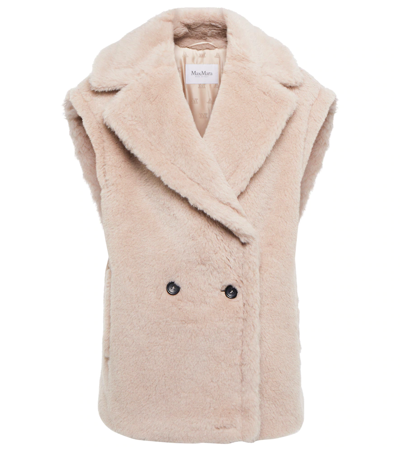 Shop Max Mara Libano Alpaca Wool-blend Teddy Vest In Cacha