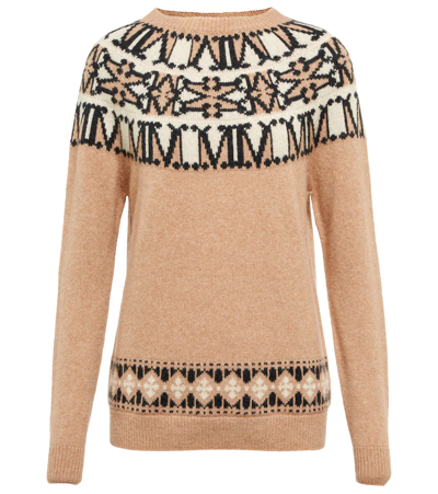 Shop Max Mara Trudy Fair Isle Wool-blend Sweater In Fondo