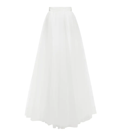 Shop Max Mara Bridal Gomito Tulle Maxi Skirt In Bianco Seta