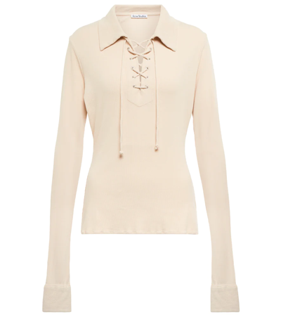 Shop Acne Studios Lace-up Knit Top In Champagne Beige
