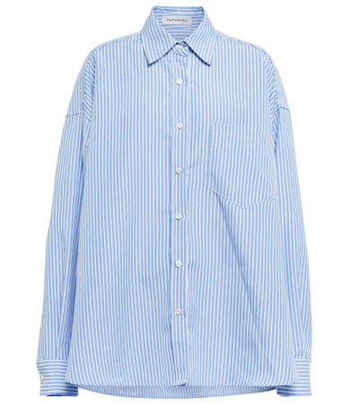 Shop The Frankie Shop Georgia Striped Cotton Shirt In White Light Blue