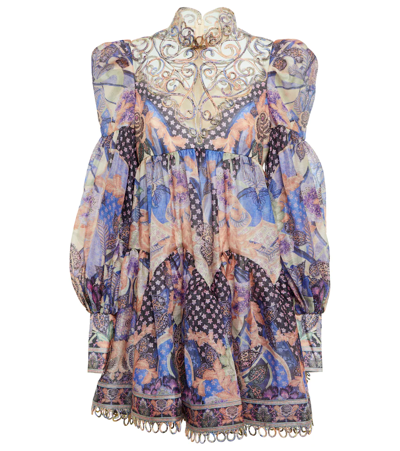 Shop Zimmermann Celestial Swirl Printed Minidress In Amethyst Floral