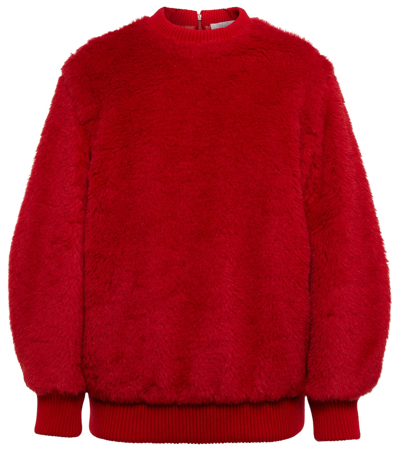 Shop Max Mara Carmine Wool-blend Teddy Sweatshirt In Rosso