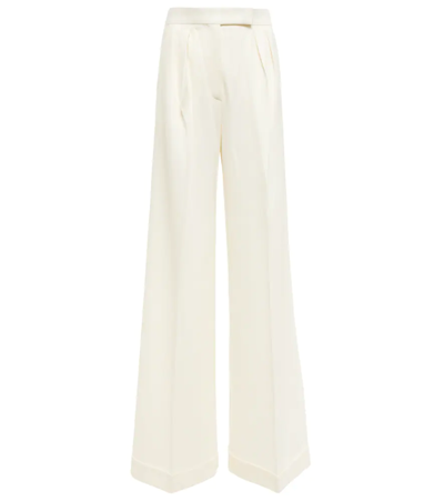 Shop Max Mara Catullo Wide-leg Wool Pants In Bianco